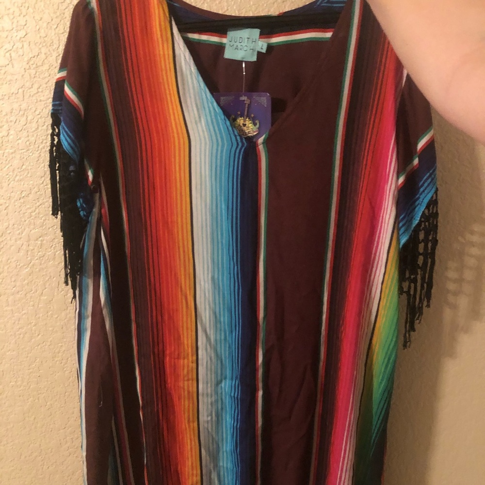 Serape and fringe swim cover up or just tunic